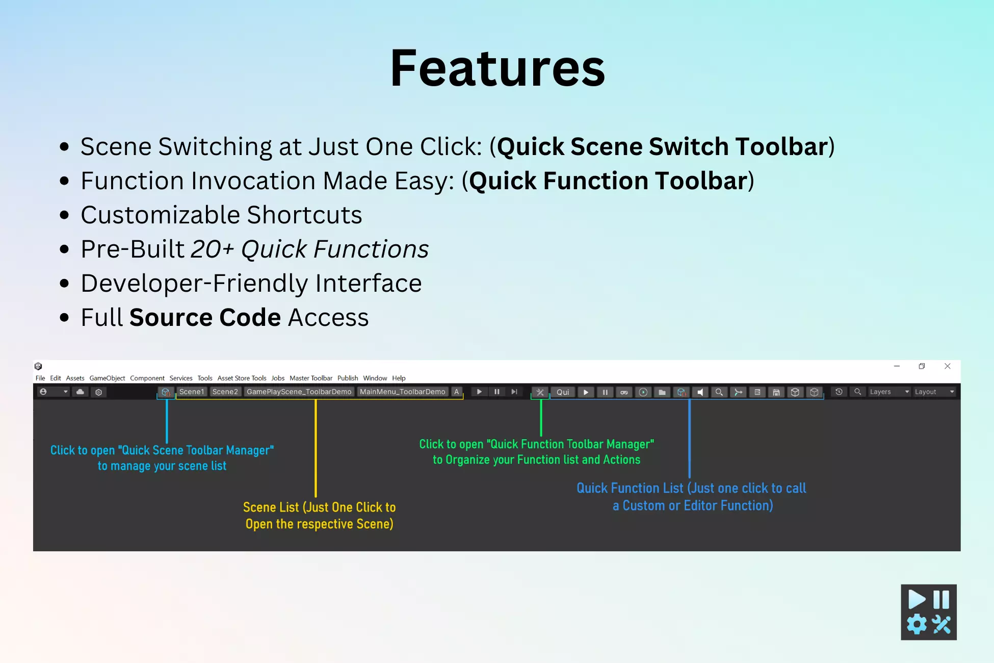 Master Toolbar: Features