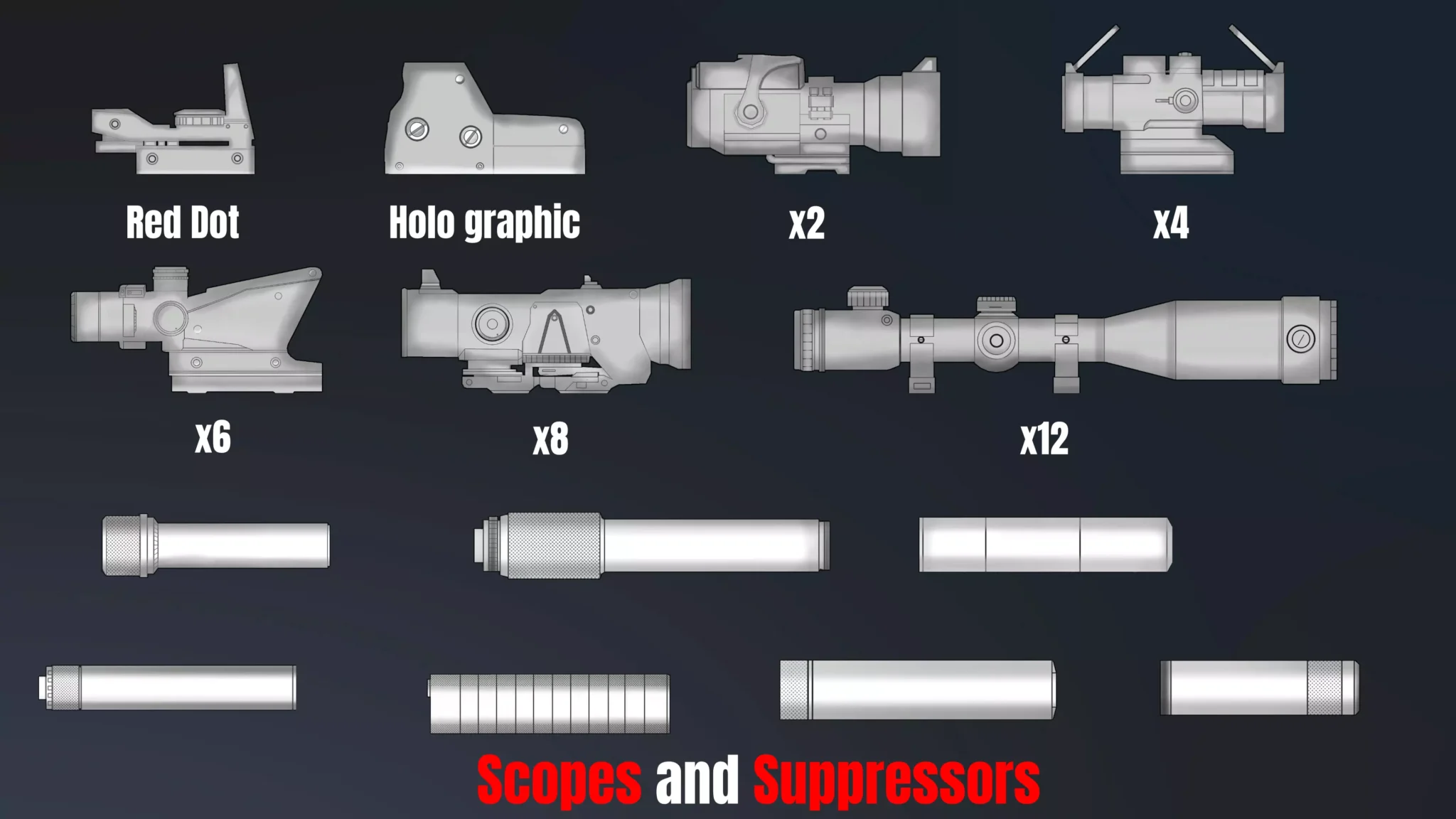 Weapon Pack 2D, Scope and Suppressor