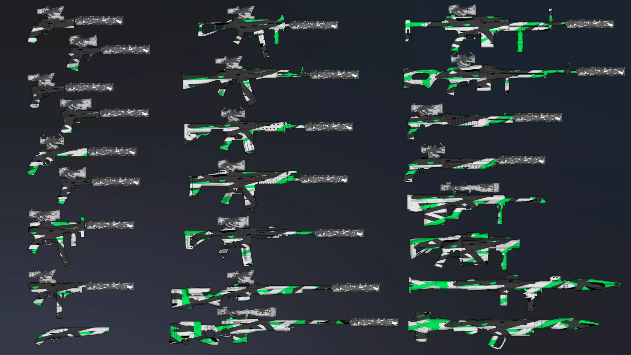 Weapon Pack 2D, Green Tinted